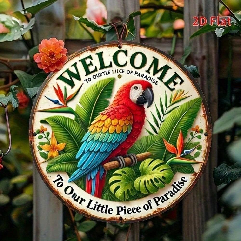 Vintage Metal Tin Sign 8x12 Inch Our Little Piece of Paradise Retro Wall Art Home Decor Kitchen Bar Cafe