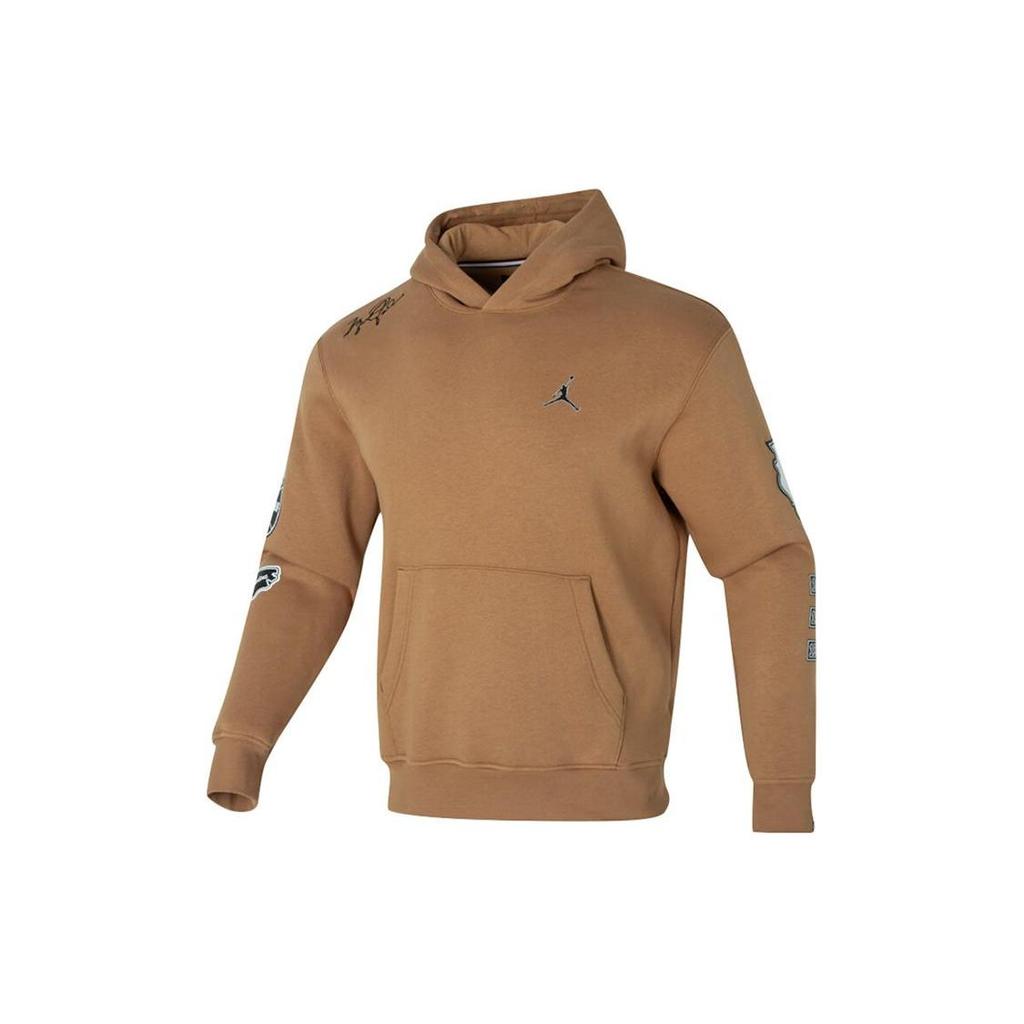 Jordan Solid Color Sports Training Casual Hoodie With Velvet Lining Long Sleeve Men Tops Brown FN4617-231