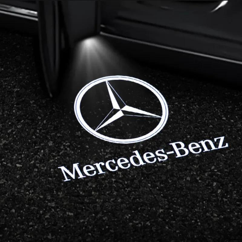 Hot Car Sticker 2pcs Car Door Light Laser Logo Decor Project Ghost Lamp For Mercedes Benz A B C M ML GLA GLS E Class W176 W205 W