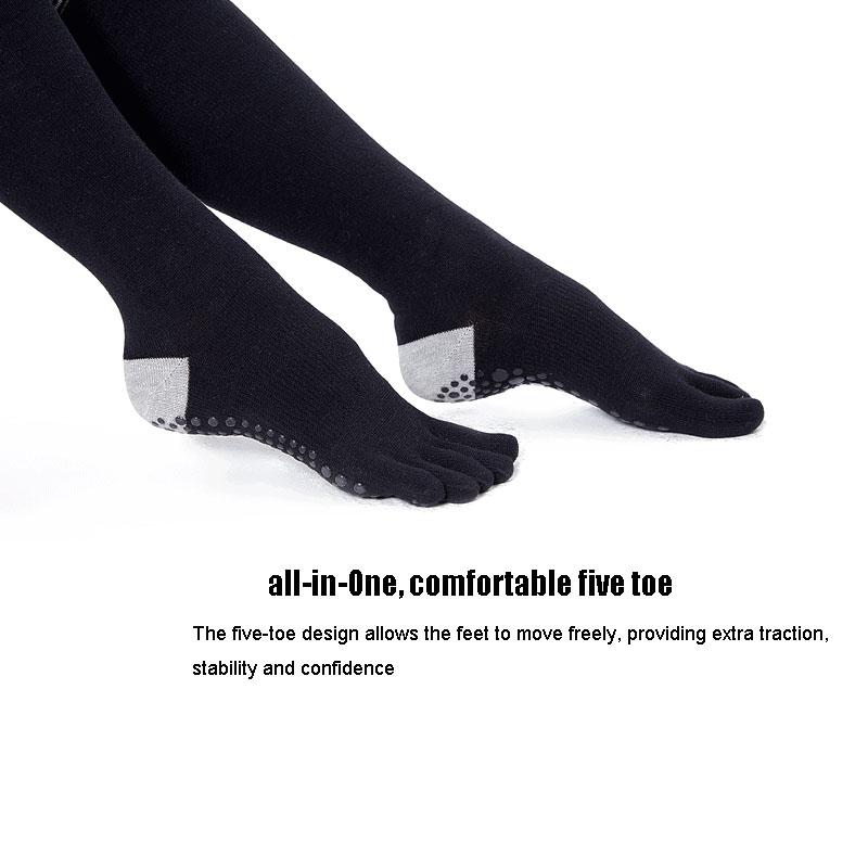 Long Non-Slip Stockings Five Fingers Grip Over Knee High Thigh Sock Women Autumn Winter Sport Dance Yoga Pilates Socks with Toes