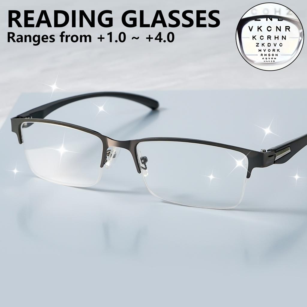 Men and Women Black Reading Eyeglasses Half FramePortable Magnifying Presbyopic Hyperopia Eyeglasses Square Ideal Choice for Gifts