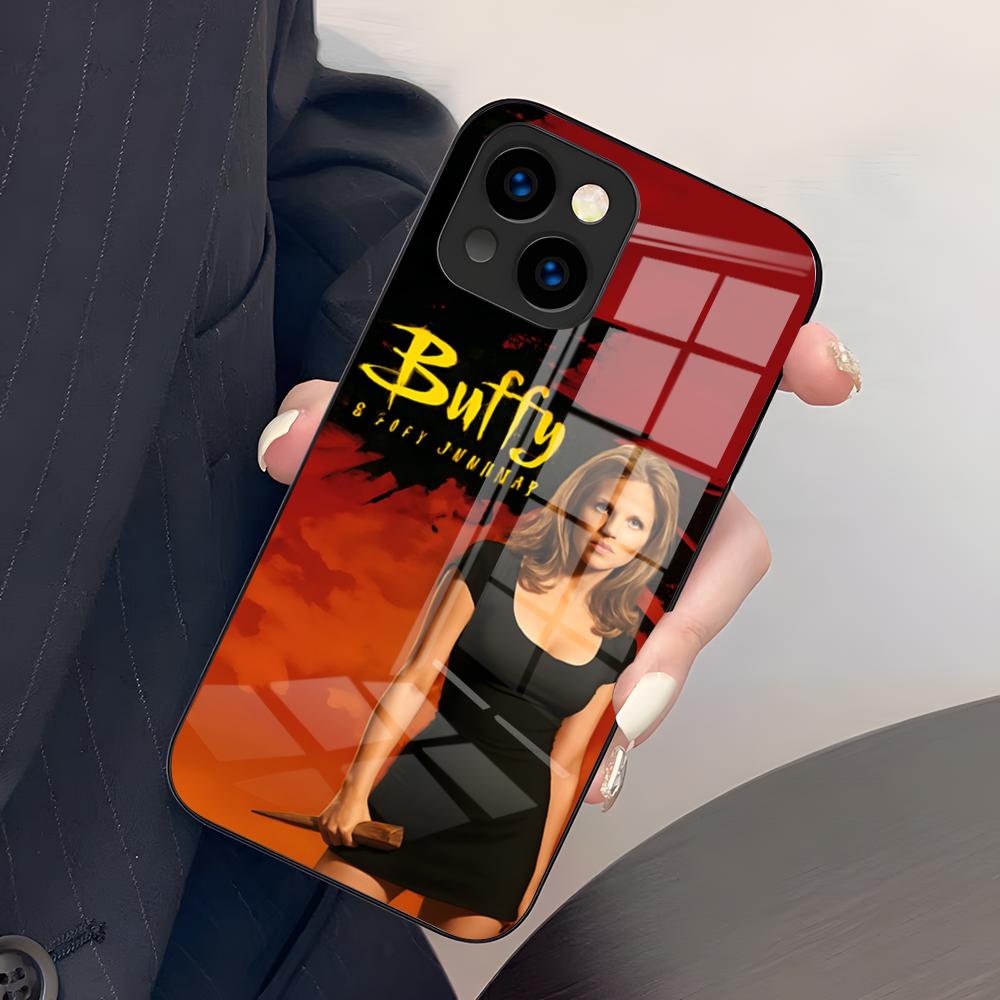 B-Buffy The Vampire Slayer Phone Case For IPhone 17 Air 16 E Pro Max 15 14 13 Mini 12 Pro 11 Max Plus Black Glass Cover