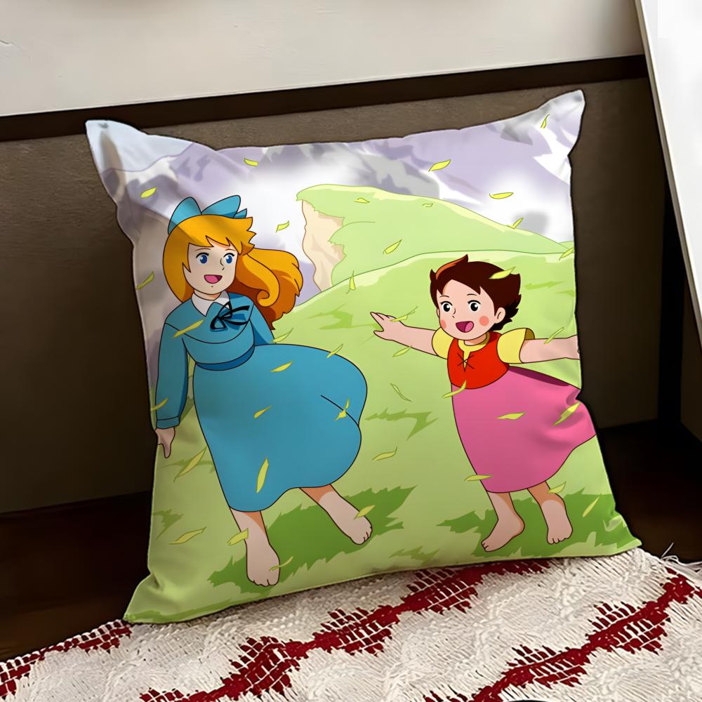 Cute HHeidi Girl of the AAlps Cushion Cover Reversible Soft Durable Pillow Cover Home  Car MultiScene Use for Daily Comfort