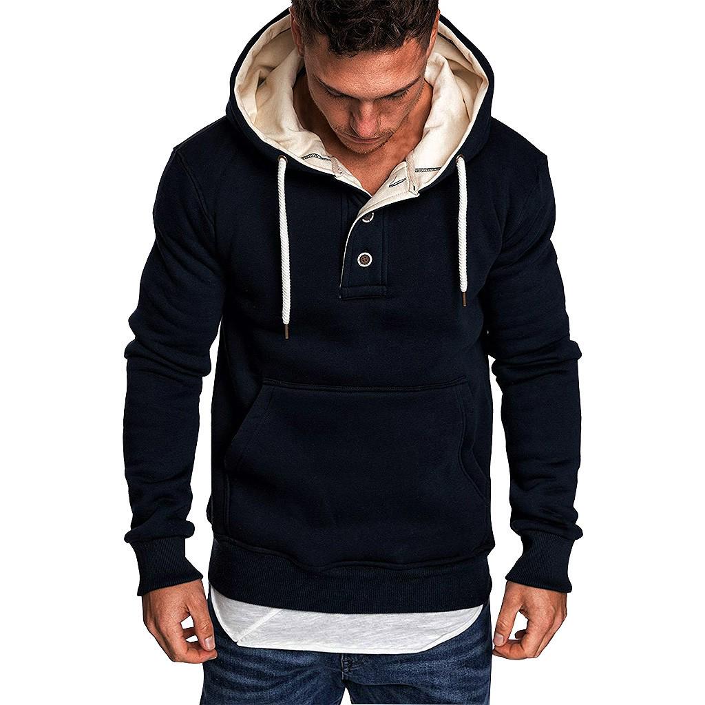 Men's  Spring Solid Color Long Sleeve Hoodies Sweatershirt Tops Shirt