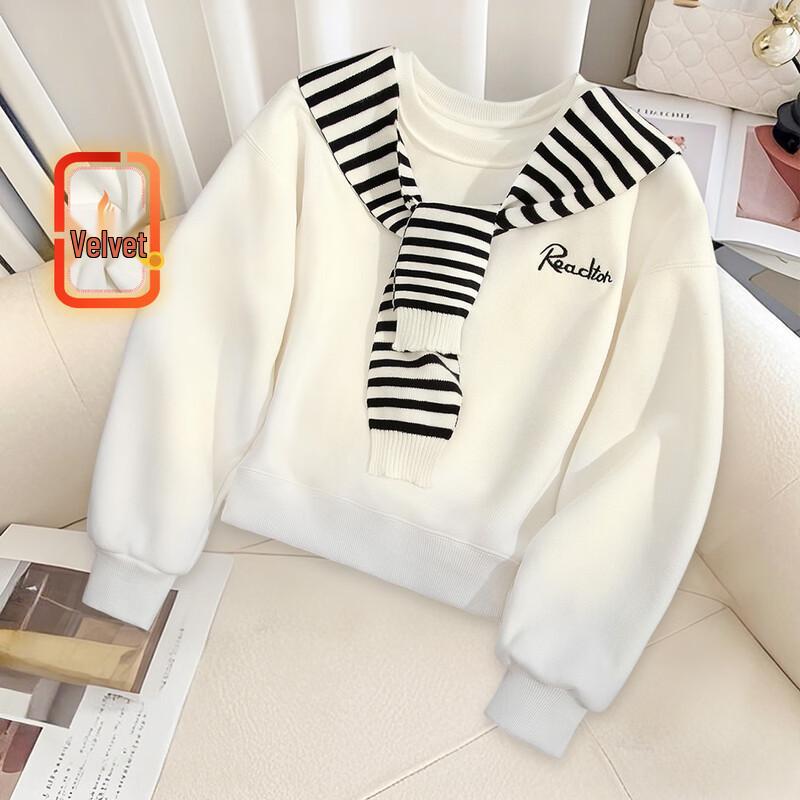 

Sibaisha Women s Fleece-Lined Loose Fit Round Neck Sweatshirt One Size