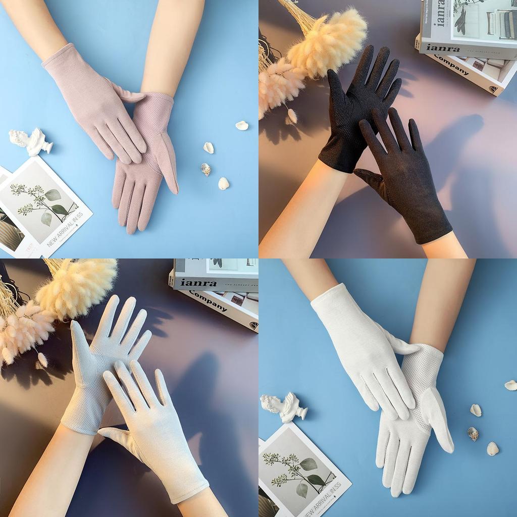 Summer Breathable Sun Protection Cotton Gloves For Cycling And Driving Women
