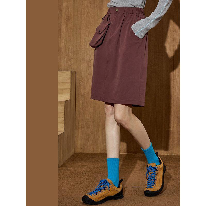 Coolhut Workwear Style Straight-Leg Coffee-Colored New Women's Design High-Waisted Slimming Casual Skirt