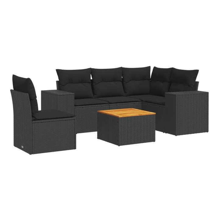 VidaXL Garden Lounge Set with Cushions 6 Pcs, Patio Sofas, Patio Furniture Set, Outdoor Furniture, Black 3225446