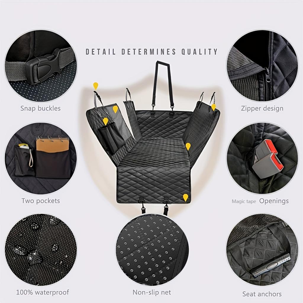 STLFOverseas In Stock Eco-Friendly Dog Car Seat Cover Nylon Polyester Mesh Window Storage Pockets Backseat Pet Accessory