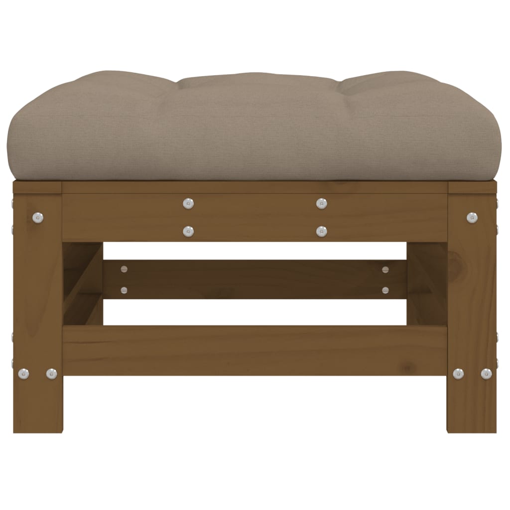 Garden Stool with Cushion Honey Brown Solid Pine Wood