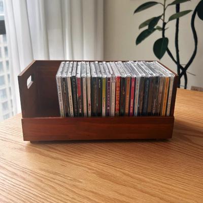 Деревянный ящик для хранения CD Настольная полка-витрина из массива дерева для виниловых пластинок Коллекция альбомов Настенный держатель для домашнего офиса Декор