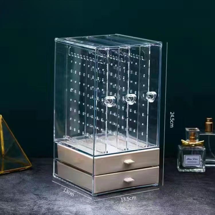 

Acrylic Transparent Jewelry Rack: Premium Flannel Lined Hanging Organizer for Necklaces, Earrings Large Capacity Display Stand for Vanity beige 3 layer