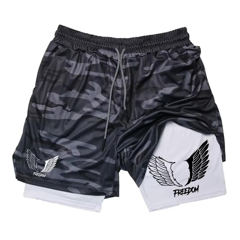 

Graphic 2 in 1 Workout Running Shorts for Men Gym Athletic Breathable Shorts with Phone Pocket Towel Loop Activewear JW10103 XXXL