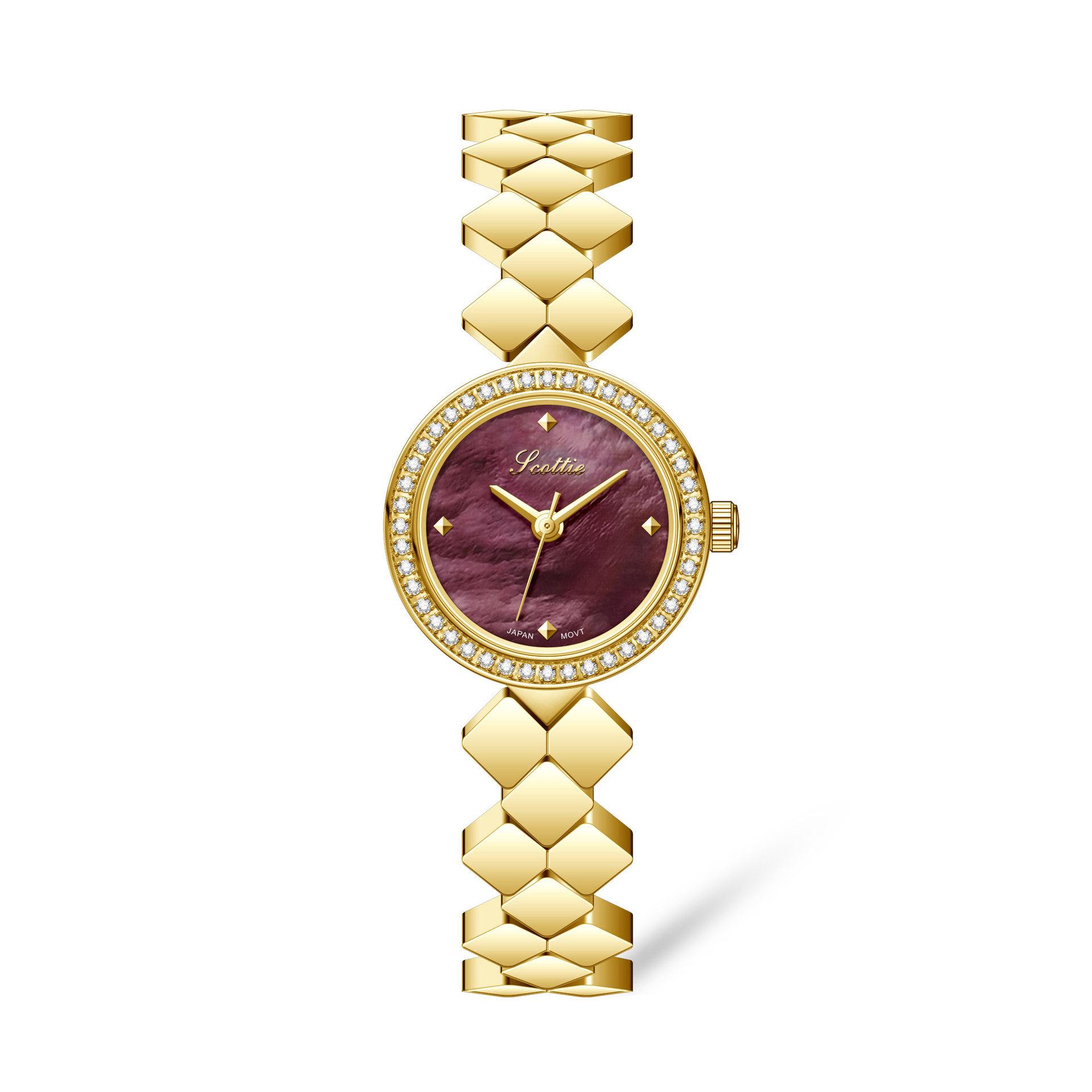9830 Diamond-encrusted Fashion Steel Strap Women s Watch Rhombus Strap