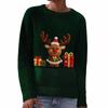 Women's Fashion Christmas Print Pullover Long-Sleeve  Neck Knit Sweater Top
