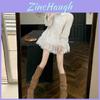 Elegant Lace Trim Short Dress For Casual Winter Wear With Polo Collar