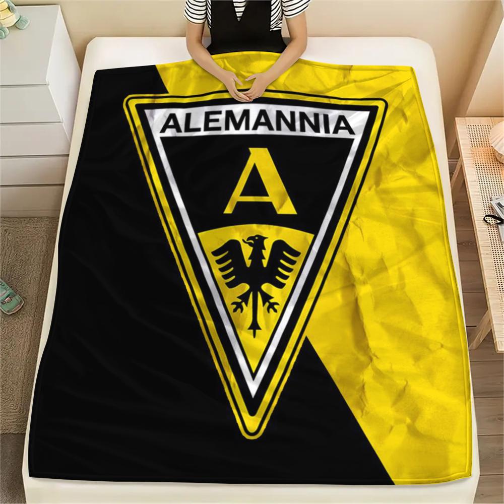 Alemannia Aachen Pattern Flannel Blanket, High Quality Comfortable for All Seasons, Home Decor, Warmth and Comfort, Perfect for Gifts.