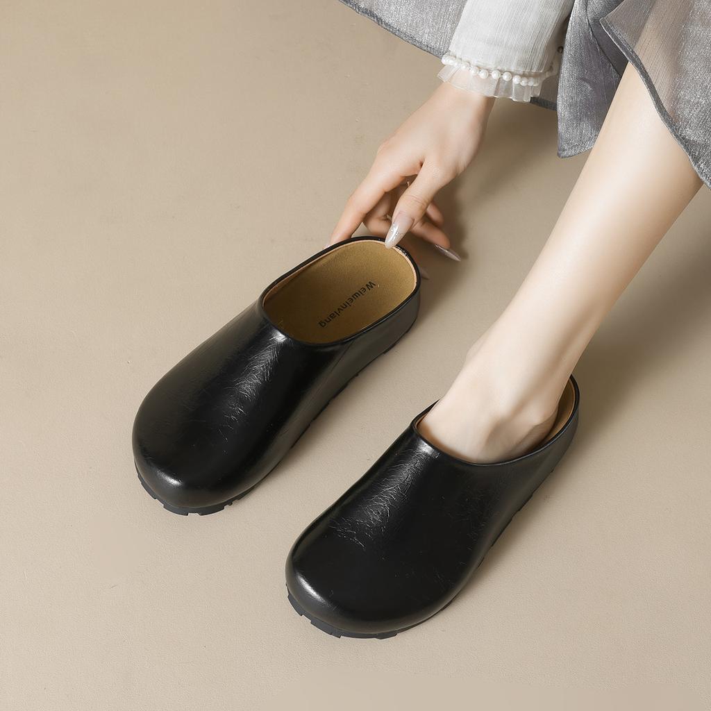 Thick-soled women wear Baotou and half-slippers in the summer