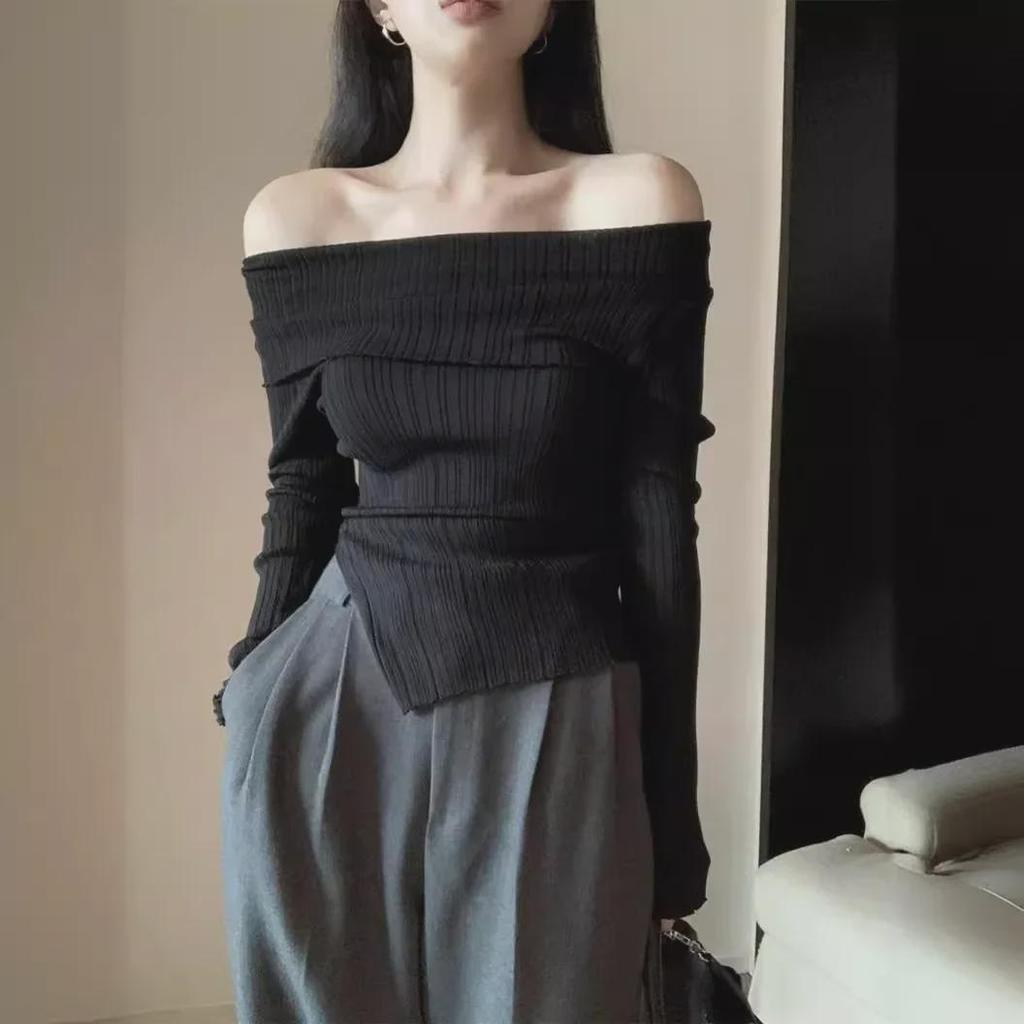 Women's Sexy One-Shoulder Long-Sleeve Slim Fit Top