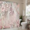 1 Stück Kirschblüte und Schmetterling Polyester Duschvorhang - Blumendruck Badezimmerdekor mit Haken, Maschinenwaschbar