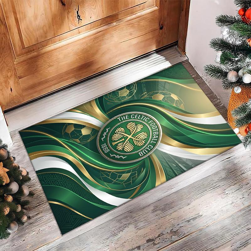Tappeto Morbido Antiscivolo per Interni con Motivo Calcio Celtic FC, Tappetino Decorativo Sportivo per Camera da Letto
