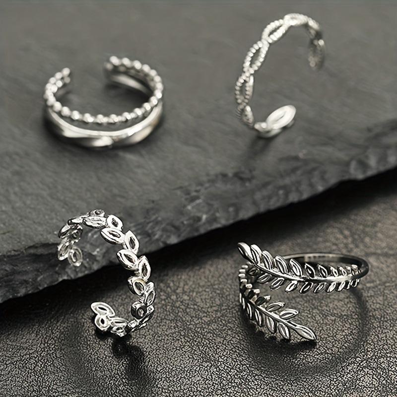 

Stainless Steel Ring Set Hydraulic Hollow Geometric Open Ring Fashion Minimalist Style Titanium Steel Jewelry Factory Average Size