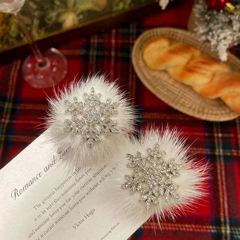 2Pcs Snowflake Hair Clip Duckbill Clip Headwear Side Clip Jewelry Accessory Glitter Shiny Gift