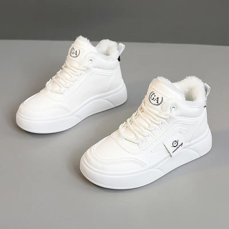 Fashion Women Chunky Sneakers Autumn Winter Warm Cotton Shoes Thick Plush Warm Wear-resistant Vulcanize Shoe Woman Fashion Platform Shoe