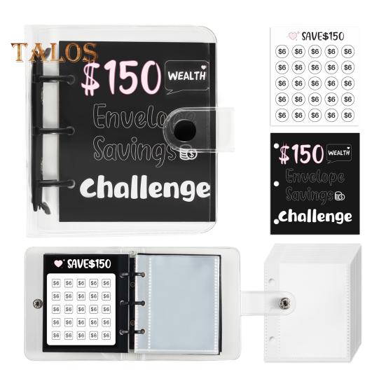 

25 конвертов, экономия денег, мини-книга-планшет, экономия денег, чтобы сэкономить 150/300/500/1000 долларов для домашнего офиса, школы A чёрный