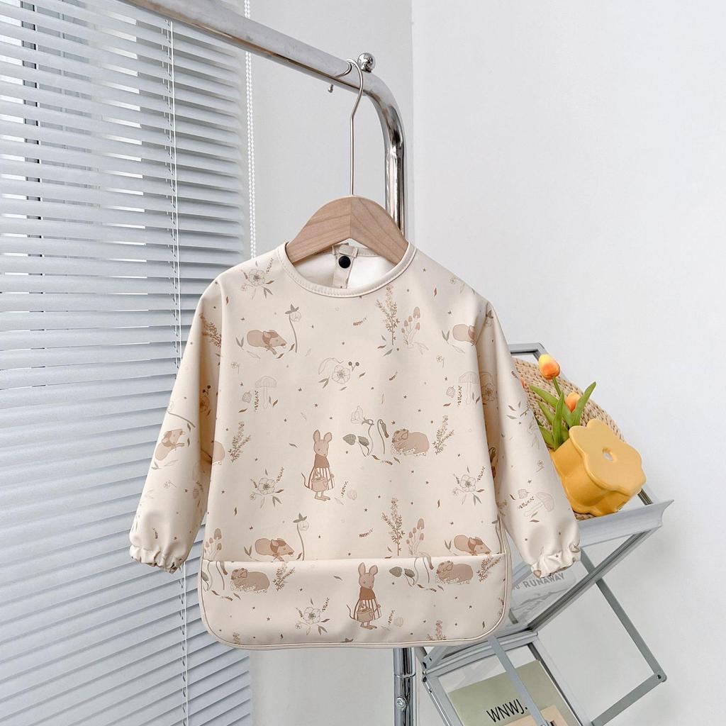 Reversible Waterproof Baby Smock & Bib - Denmark Painting Apron & Food Catcher Coverall