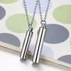 LETAPI Men Woman Capsule Pendant Necklace Silver Color Open Cylindrical Pendants Stainless Steel Remembrance Jewelry