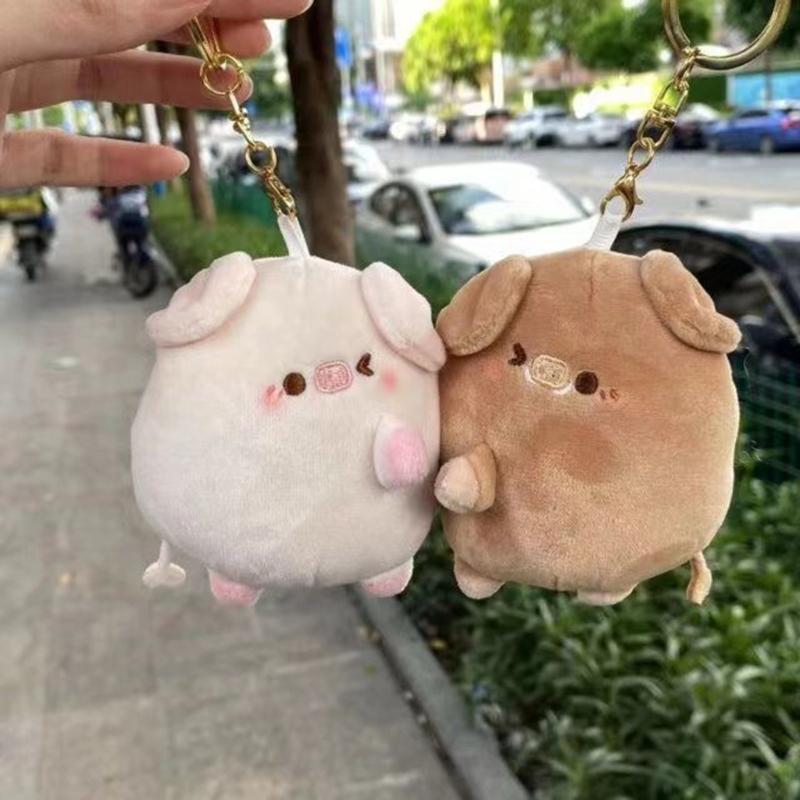 1 Paar Plüsch-Magnetisches Partner-Schwein Schlüsselanhänger Niedliches Plüschtier Kawaii-Mädchen Weihnachtsgeschenk Personalisierter Magnet Rucksackanhänger