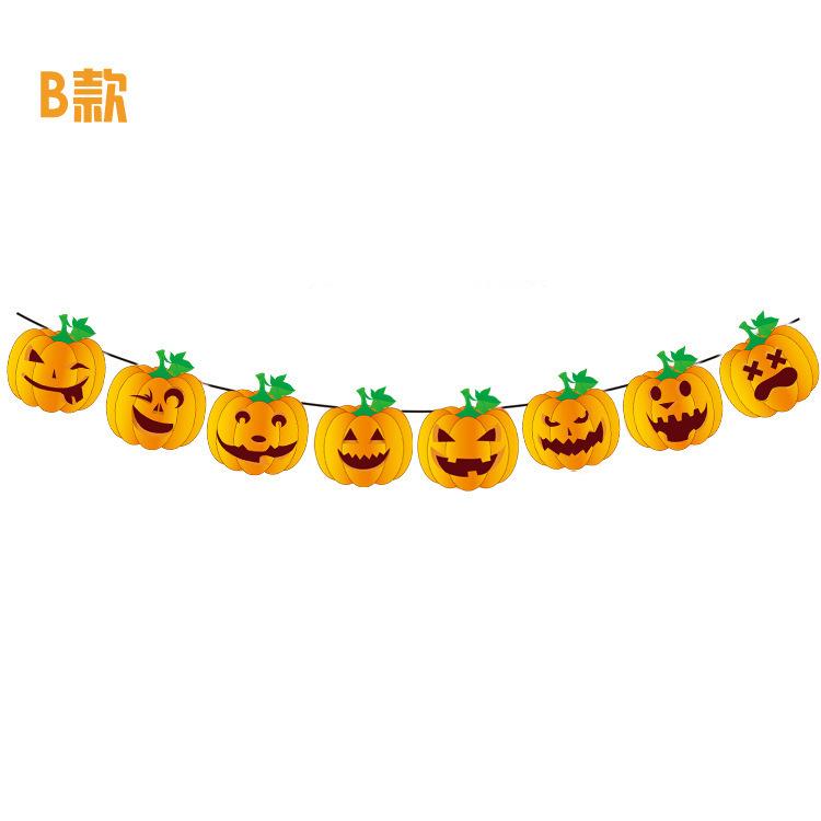 Halloween Ghost Festival Theme Decoration Flag Bar Shopping Mall Layout Cartoon Banner Latte Flower String