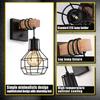 Set of 2 Industrial Wall Sconces with Dimmer ON/Off Switch,Farmhouse Wall Mount Light with Metal Cage Shade,Black Wall Lights Indoor for Kitchen