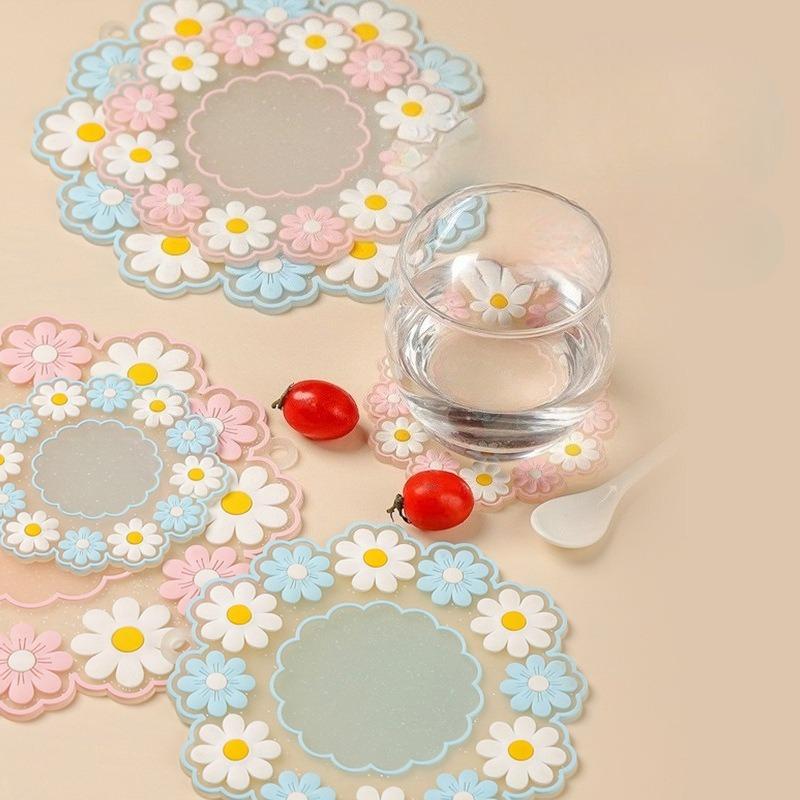 5 Fresh and Clean Coasters, Heat Insulation Pads, Waterproof Table MATS, Oil-proof, Household Heat-resistant Silicone Tea MATS