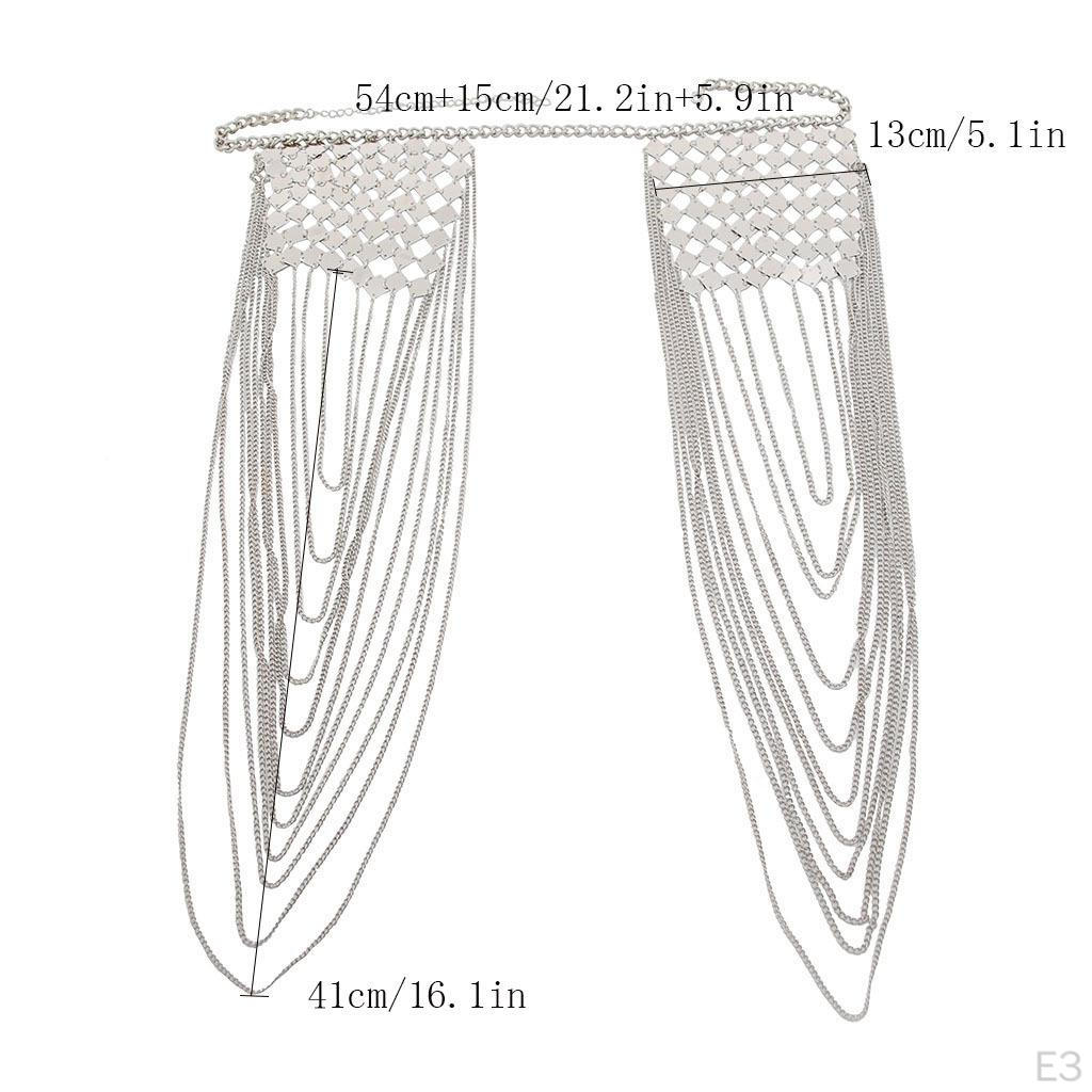 Dangling Tassels Shoulder Chain Necklace Body Jewelry Metal for Prom Women
