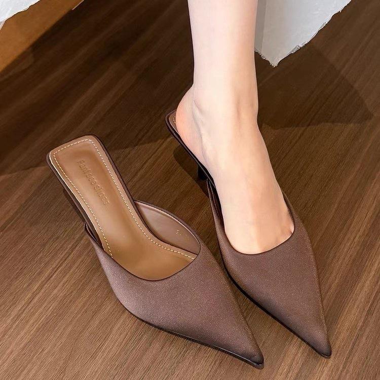 Fashion 2025 Summer Women Cover Toe Mules Slippers Fashion Shallow Singbacks Slide Ladies Casual Slip On Shoes
