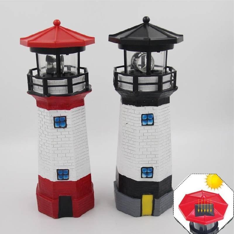 Powered Solar Lighthouse Led Rptating Model Outdoor Garden Light Decor House