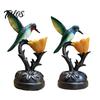 Floral Bird Night Lamp Hummingbird Table with Flower Shade, Resin Accent Light, 7.48 Vintage Entryway Inch Decorative Desk for Bedroom Living