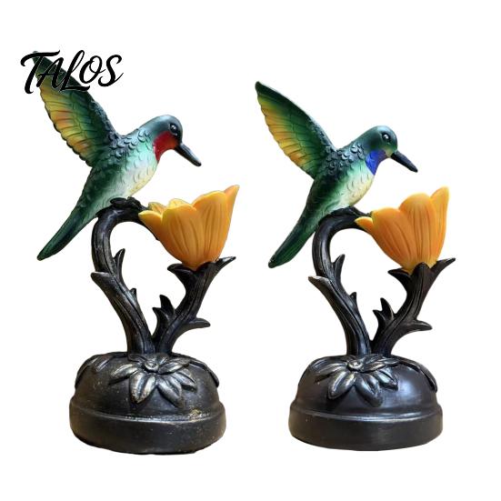 Floral Bird Night Lamp Hummingbird Table with Flower Shade, Resin Accent Light, 7.48 Vintage Entryway Inch Decorative Desk for Bedroom Living