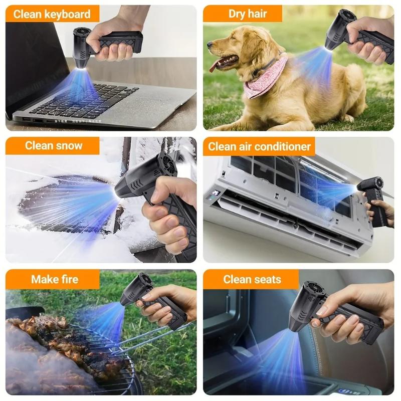 2026 New Portable Electric Air Duster Cleaning Blower Tool 130000RPM Turbo Jet Fan 4 Gears Adjustable Type-C Charging Car Snow Cleaning