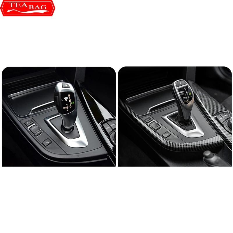 Padrão de fibra de carbono Painel de mudança de marchas de carro Lateral L Shape Strips Guarnição Interior para BMW 3 Serie 4 3gt F30 F31 F32 F34 F36