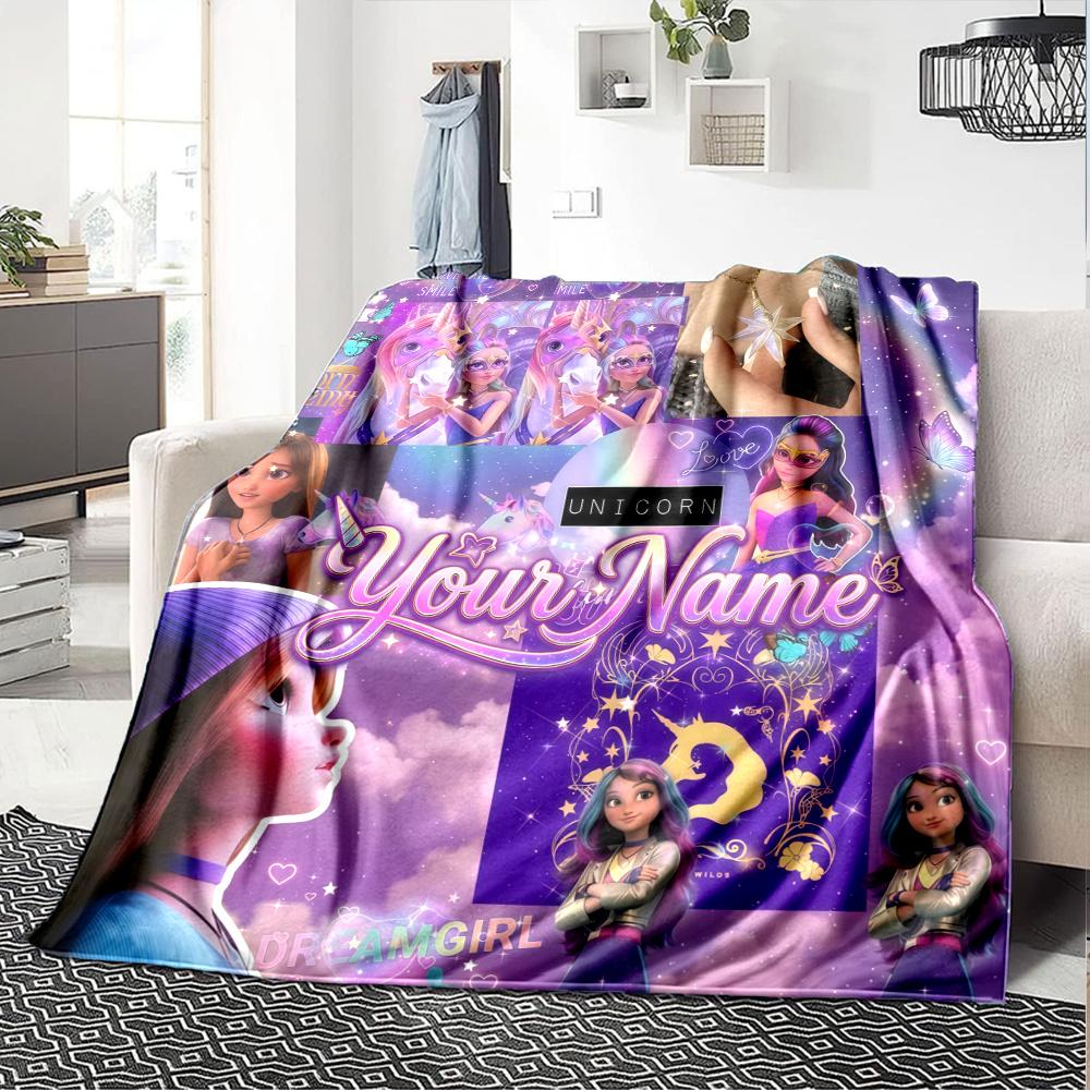 1PC Unicorn Academy Custom Name Patterned Flannel Blanket Suitable For All Seasons For Home Decor Warmth And Comfort Gifts Holiday Present