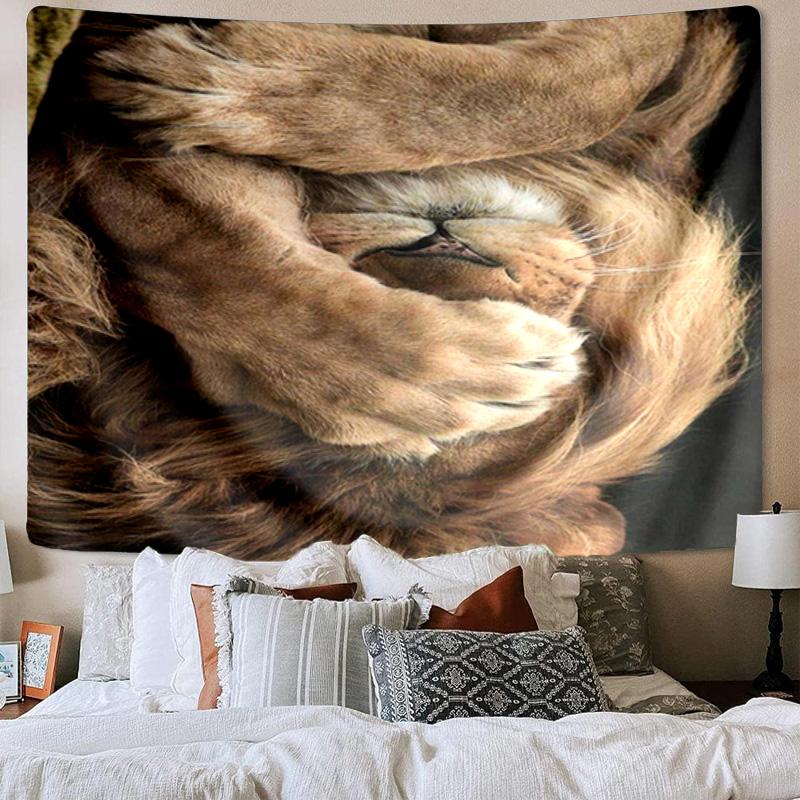 Lion Portrait With Flowers Tapestry Room Decoration Wall Hanging for Living Room Bedroom, dormitory, Birthday and Christmas gifts
