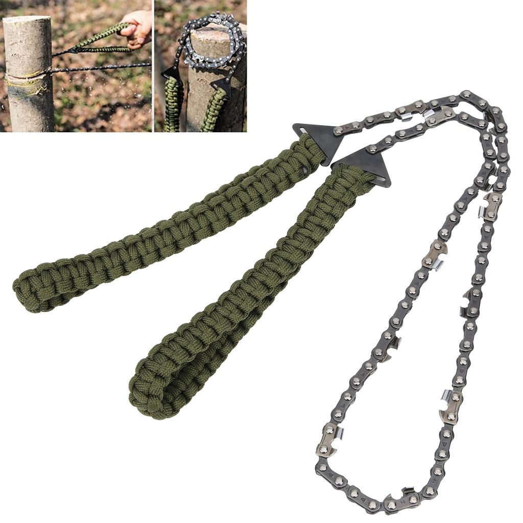 11 Teeth Chain Saw Outdoor Survival Stainless Steel Wire ket Chainsaw with Paracord Emergency Tool