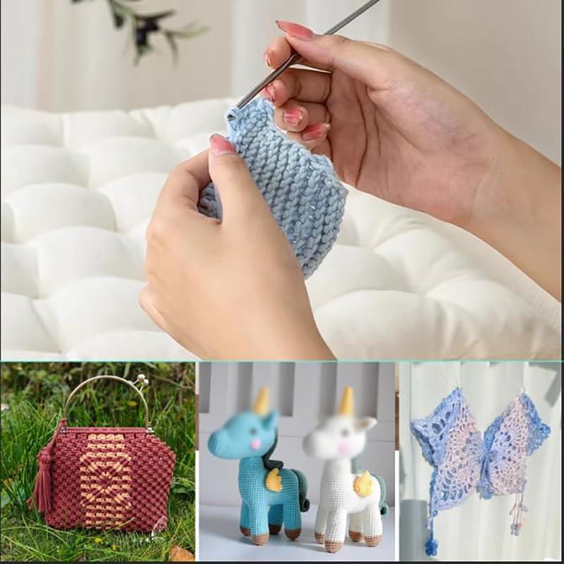 4 Stück Edelstahl Häkelnadeln DIY Häkelnadel-Set Griff Stricknadeln Set Häkelnadeln Set Nähzubehör Werkzeug
