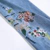 Jeans Gamba Dritta Donna Estate Sezione Sottile Larghi Vita Alta Ricamati Stile Etnico Pantaloni Gamba Dritta con Fiori Pantaloni