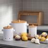 User Friendly Potato Onion Garlic Storage Bins with Bamboos Lids for Countertop Use In Restaurants and Homes