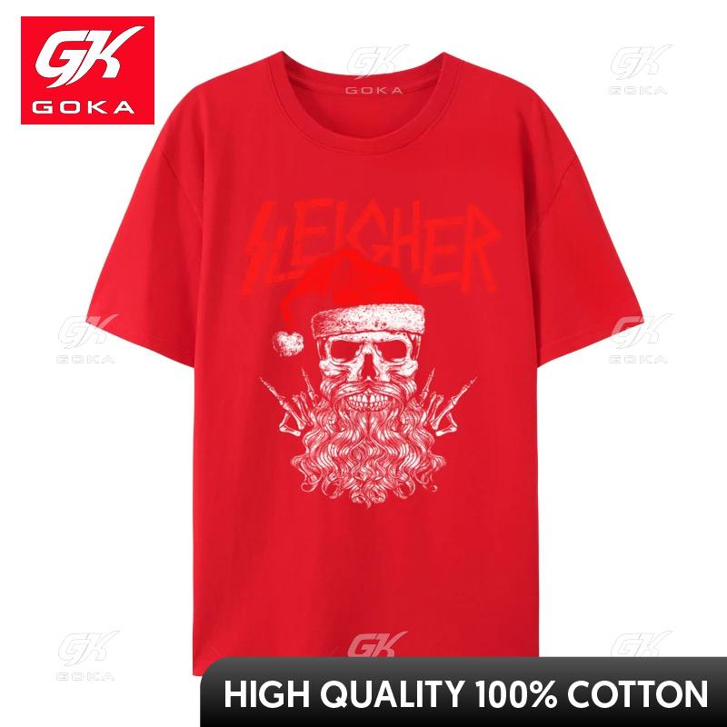 Sleigher Hail Santa Heavy Metal Skull Christmas T Shirt Unisex T Shirt Funny Tee Shirt Tops Camisas T Shirts S