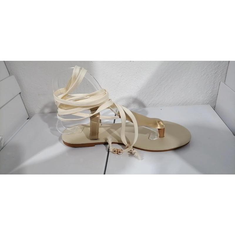 

Large Size Flat Sandals Women s Outer Wear Round Toe Women s Strap Flat Roman Sandals Sandals 43 золотий